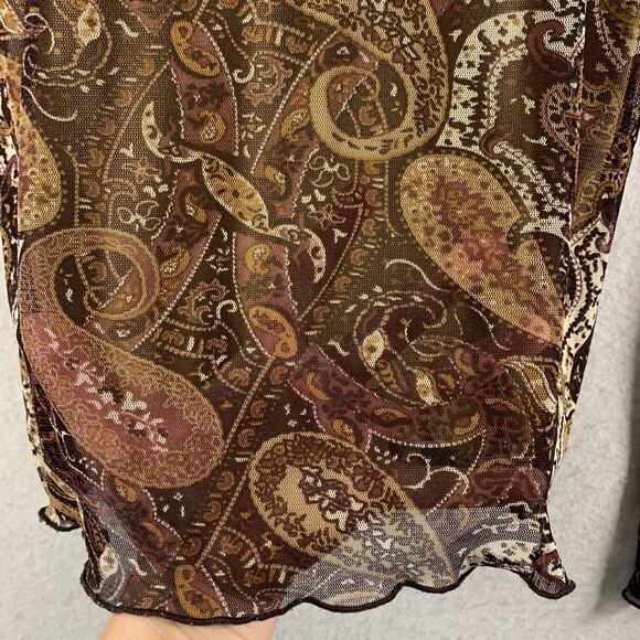 VTG Wet Seal Womens Y2K‎ Sheer Mesh Top Sz S Fairy Grunge Paisley Goblin Indie - Picture 5 of 11